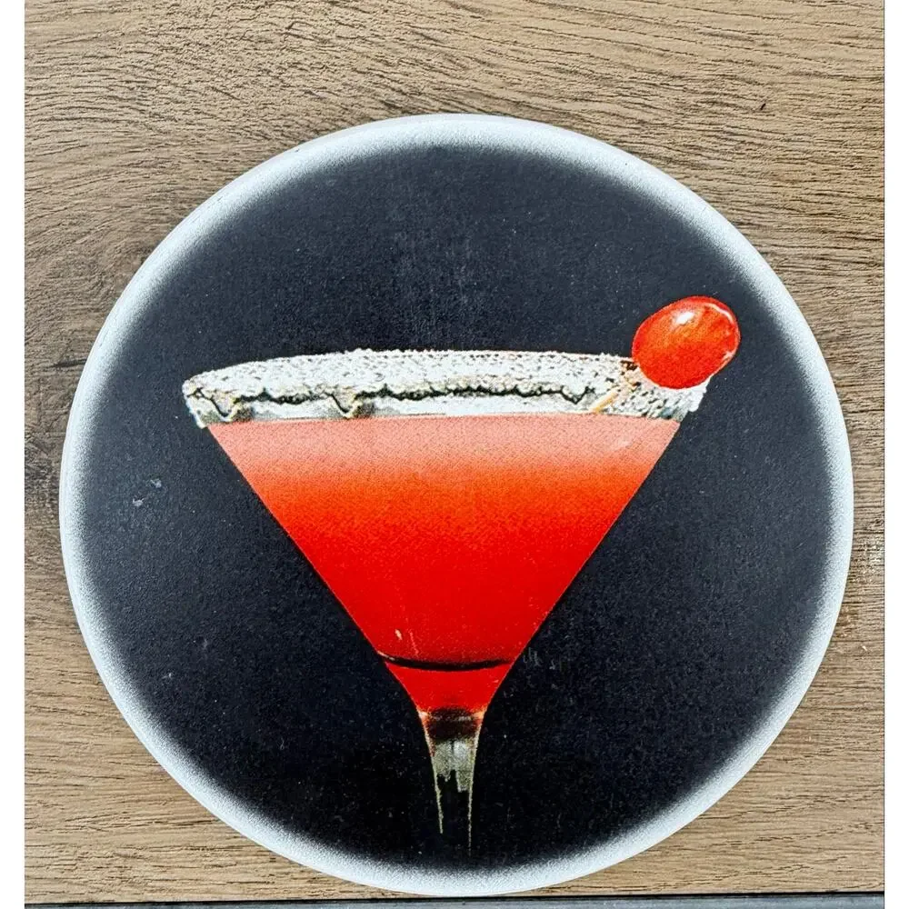 Vintage Retro Ceramic Martini Cocktail Drink Coasters - Set of 4 Black/Multi